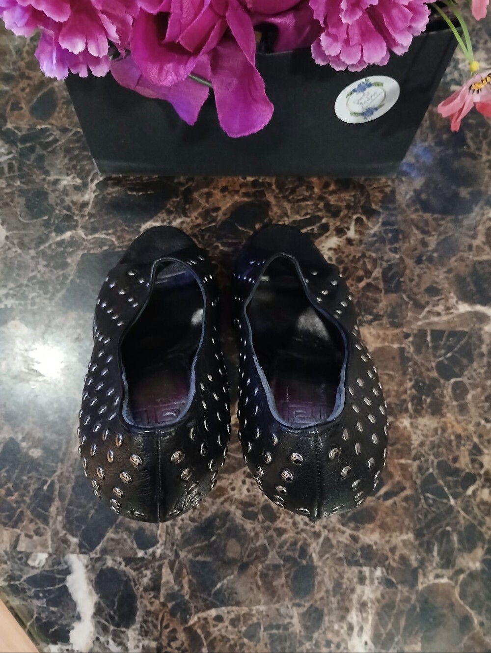 Givenchy Black Studded Peep-Toe Stiletto Heels - Picture 6 of 10